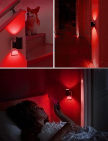 LED Red Night Light, Night Lights Plug into Wall, LED Night Lights with Light Sensor, Sleep Aid Red, Dimmable Night Light for Christmas, Holiday