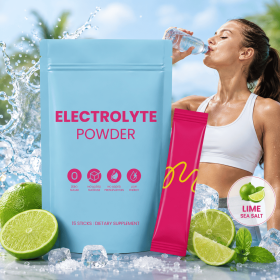 Zero Sugar Lime Sea Salt Electrolyte Powder 15 Single Serve Sticks, No Added Sucrose & Preservatives Dietary Supplement