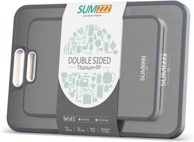 Titanium Cutting Board Double Sided Food Grade, Pure Titanium/PP for Kitchen, Cutting Board Easy to Clean[15.5'*10.5'+12'*8.5']