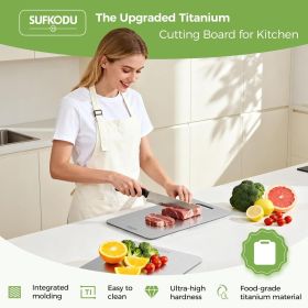 Titanium Cutting Board Set of 3, Titanium Cutting Boards for Kitchen, 100% Double-Sided Titanium Cutting Boards, Separate Raw and Cooked Food Are