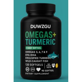 Omega 3,  6, 7, 9 and Turmeric Soft Capsules (Option: 160 pieces)