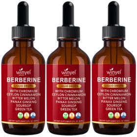Organic Ceylon Cinnamon Berberine Liquid Drops Supplement With Bitter Melon Extract, Glucomannan, Gymnema, Chromium, Turmeric, Organic Panax Ginseng (Option: 3 PCS)